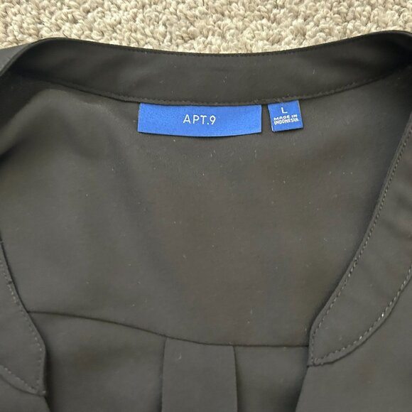 Apt. 9 Women’s Black Zipper Front Long Sleeve Sheer Blouse Large - Picture 3 of 7